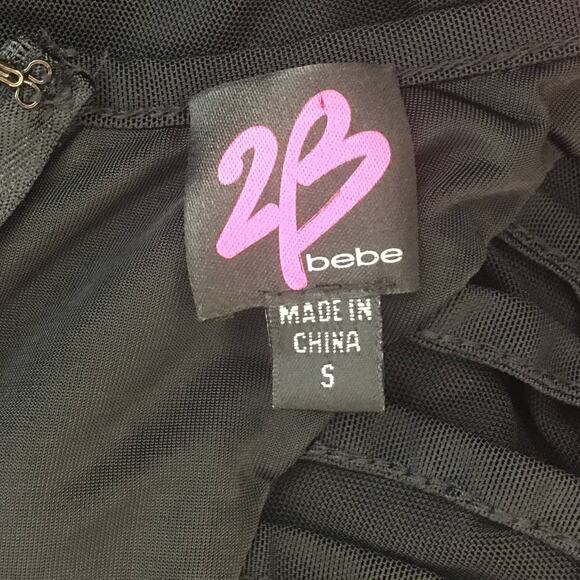 bebe Pink Black Sequence Dress with Ribbed Back Size Small - Picture 7 of 10